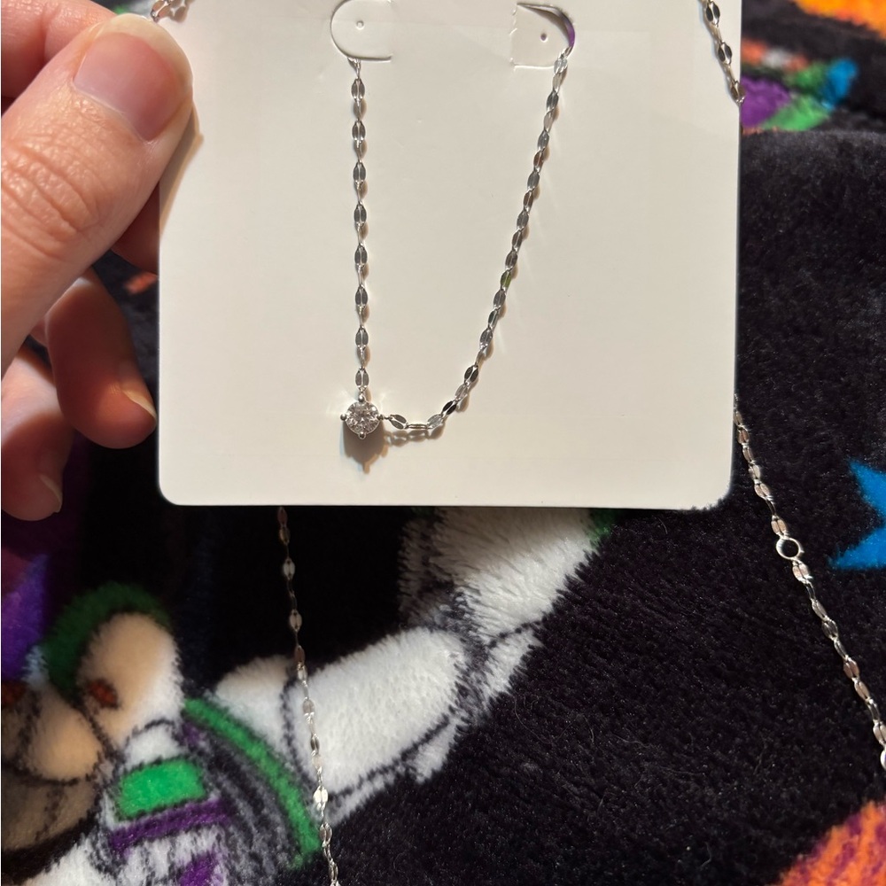Dazzling Silver Necklace with Crystal Charm